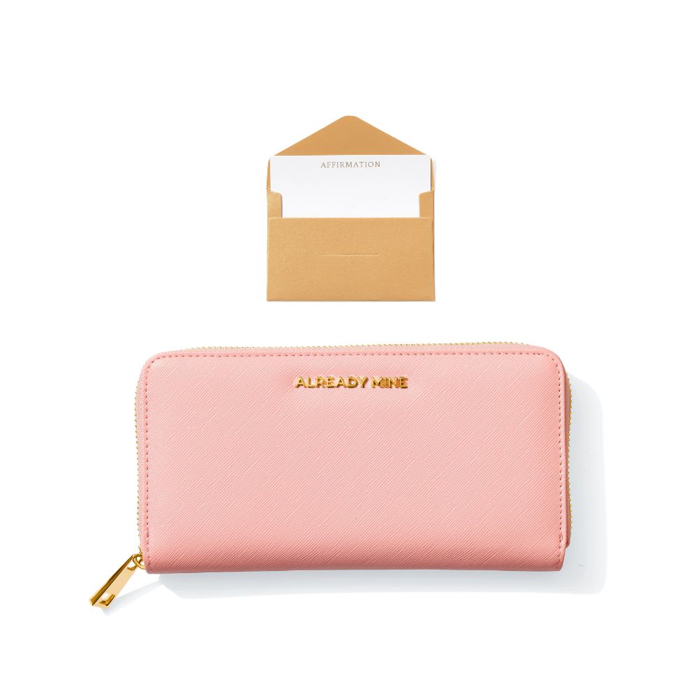 Pink manifestation wallet and rose aura spray bundle for romance