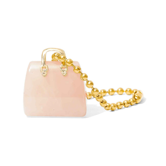 Rose Quartz Handbag Charm Self-Love Harmony Accessory Gold Chain
