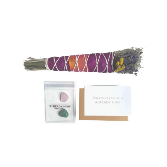 Floral Sage & Crystal Cleansing Bundle – Hand Wrapped Smudge Set