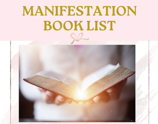 Image of top manifestation books for money and wealth in 2025, including titles like Ask and It Is Given, The Law of Attraction, and Think and Grow Rich, displayed on a modern backdrop symbolizing abundance.