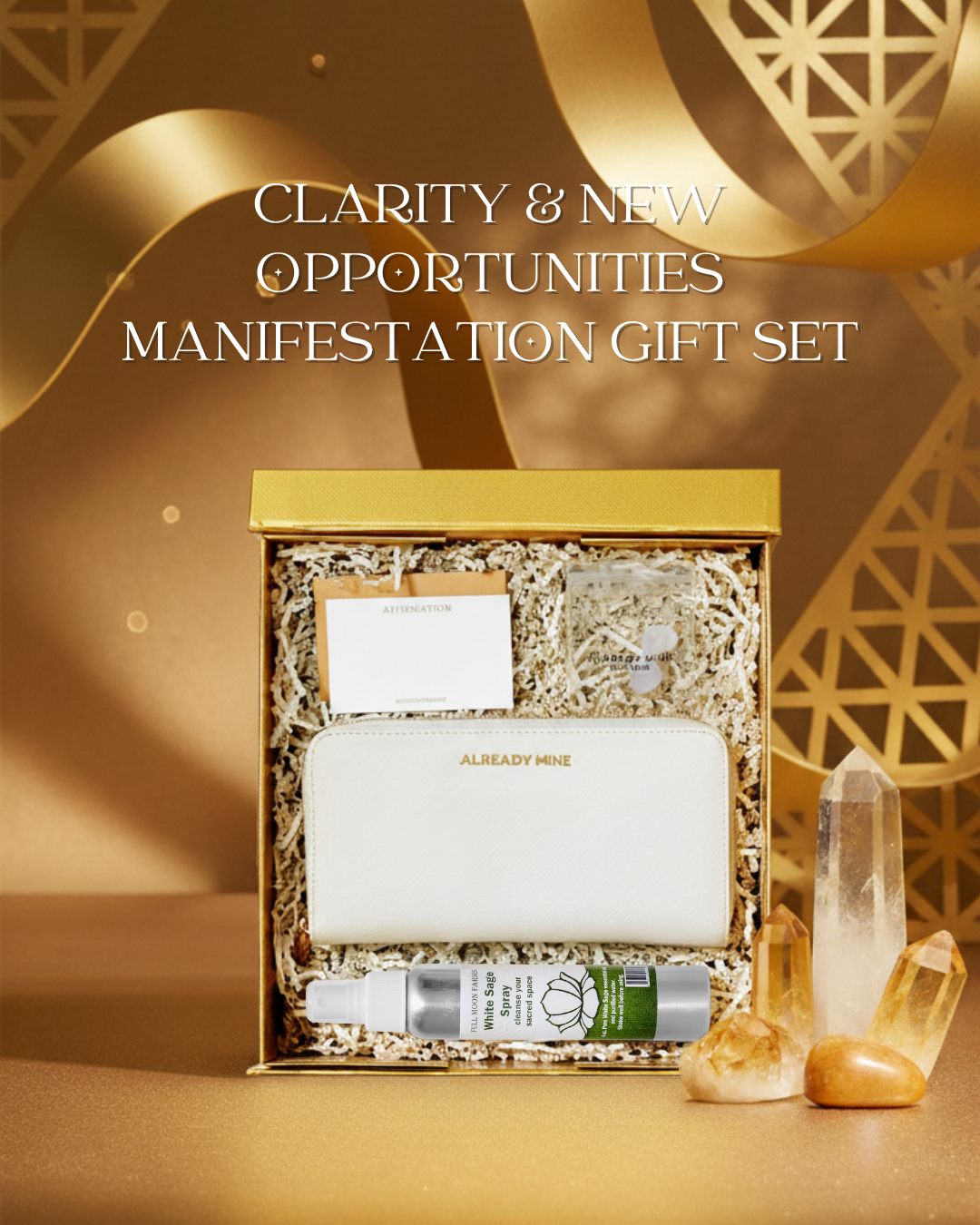 Manifestation Gift Set – Wallet, Spray & Crystal Bundle for Abundance