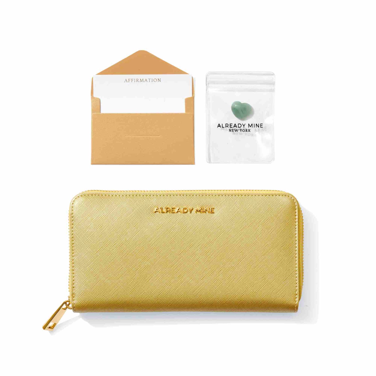 Wealth Collection Gold Wallet Green Aventurine Crystal Prosperity Abundance Manifestation