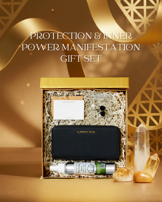 Protection & Inner Power Manifestation Gift Set – Wallet, Crystals & Ritual Mist