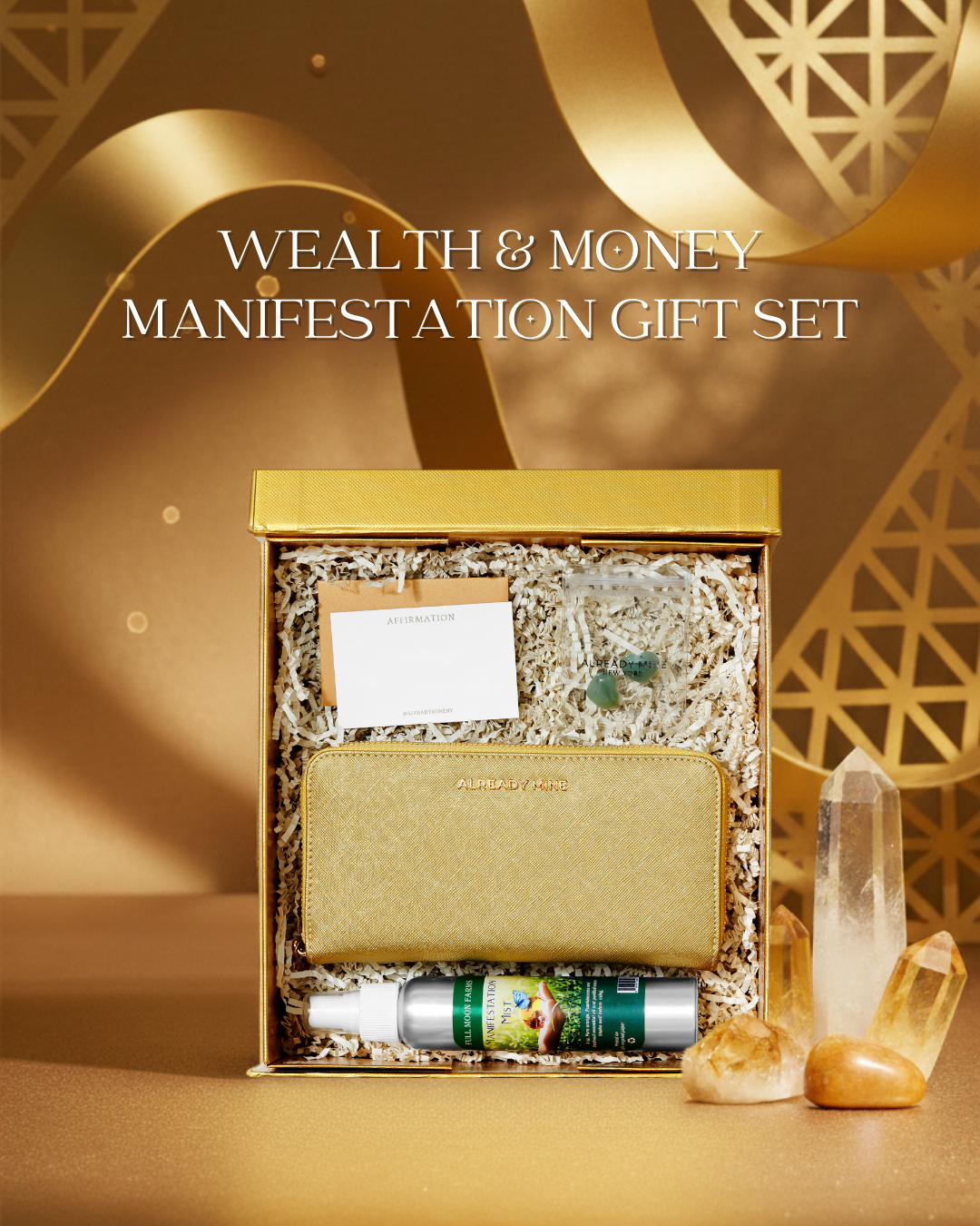 Wealth & Money Manifestation Gift Set – gold wallet & abundance ritual bundle