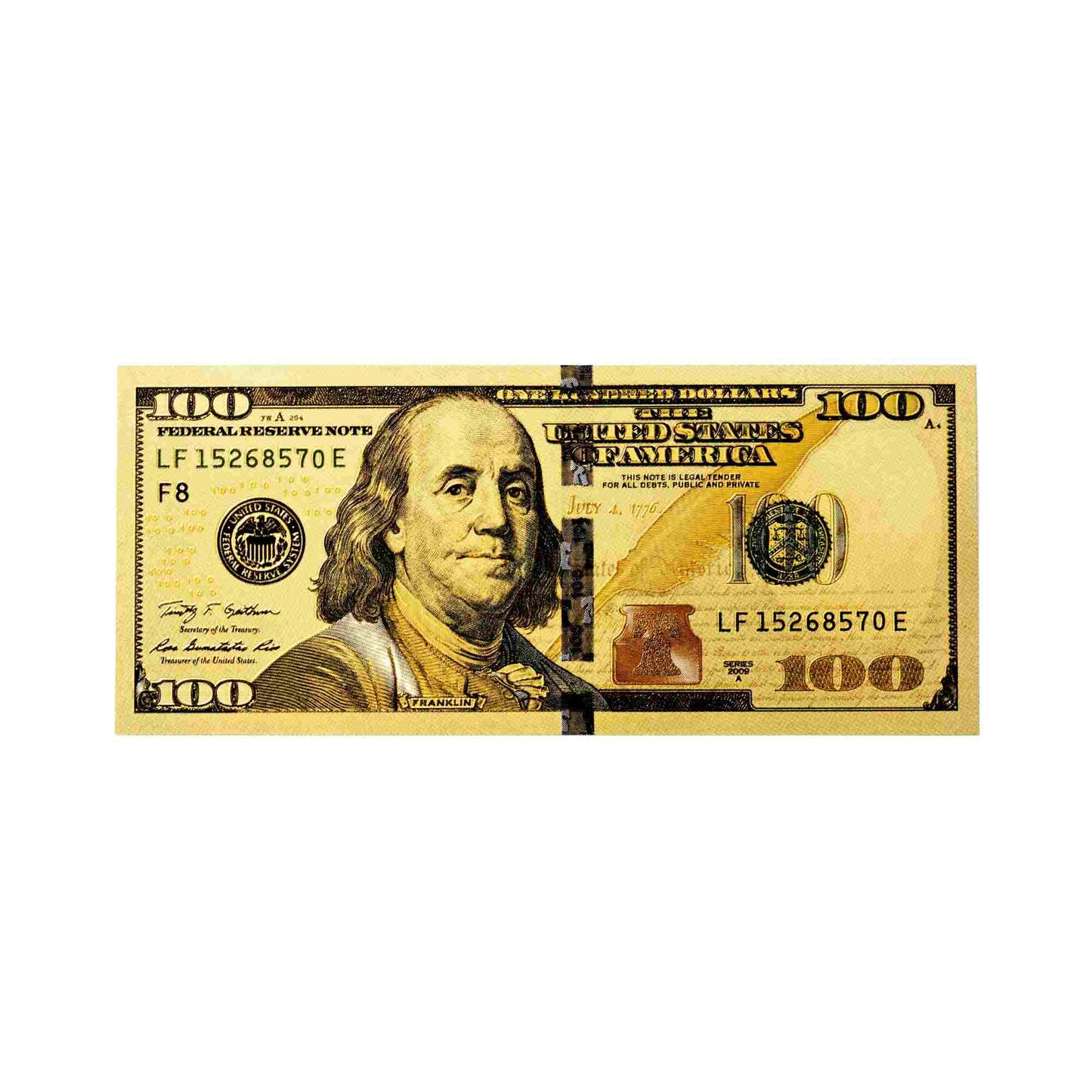 gold feng shui 100 dollar bill manifestation front