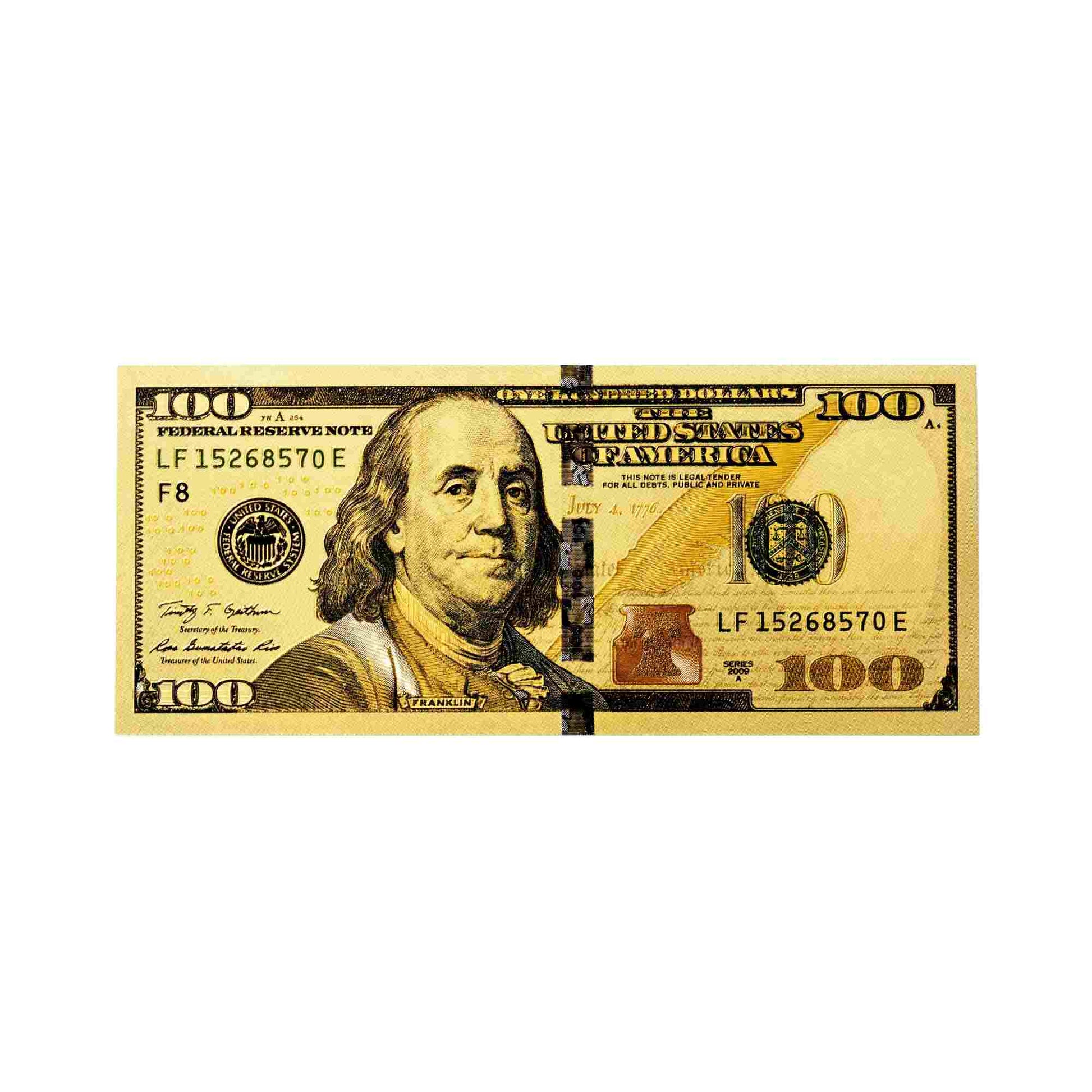 gold feng shui 100 dollar bill manifestation front