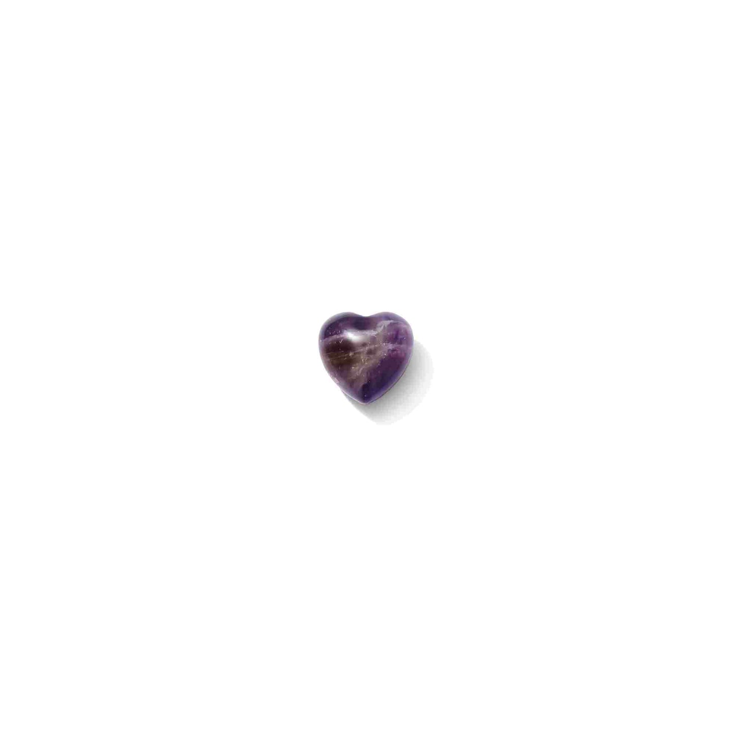 Amethyst heart crystal for intuition and calm, featuring a smooth ergonomic shape perfect for meditation and stress relief.